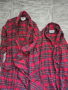 Pair of vintage L.L. Bean his/hers flannel robes